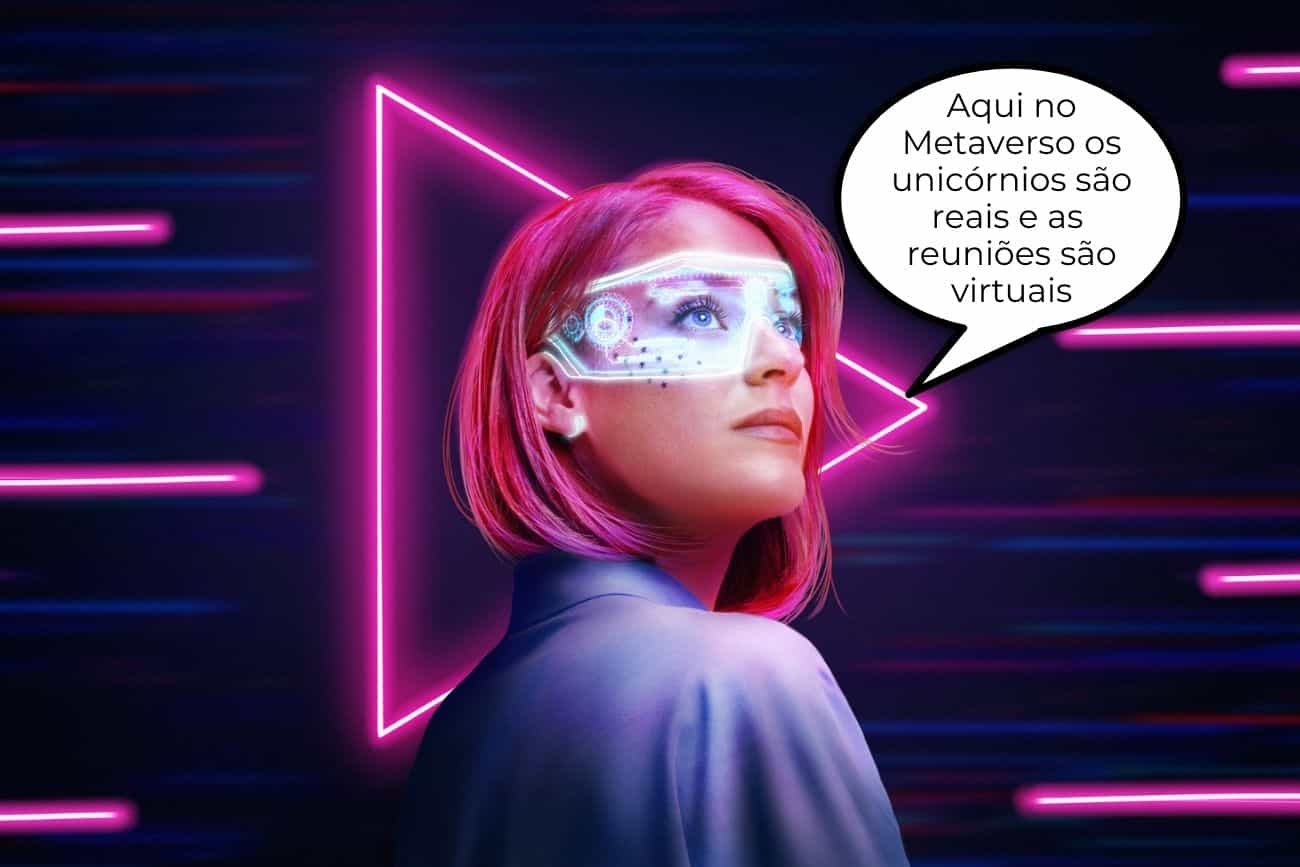 Profissões do futuro no Metaverso (foto: mulher com óculos de realidade virtual)