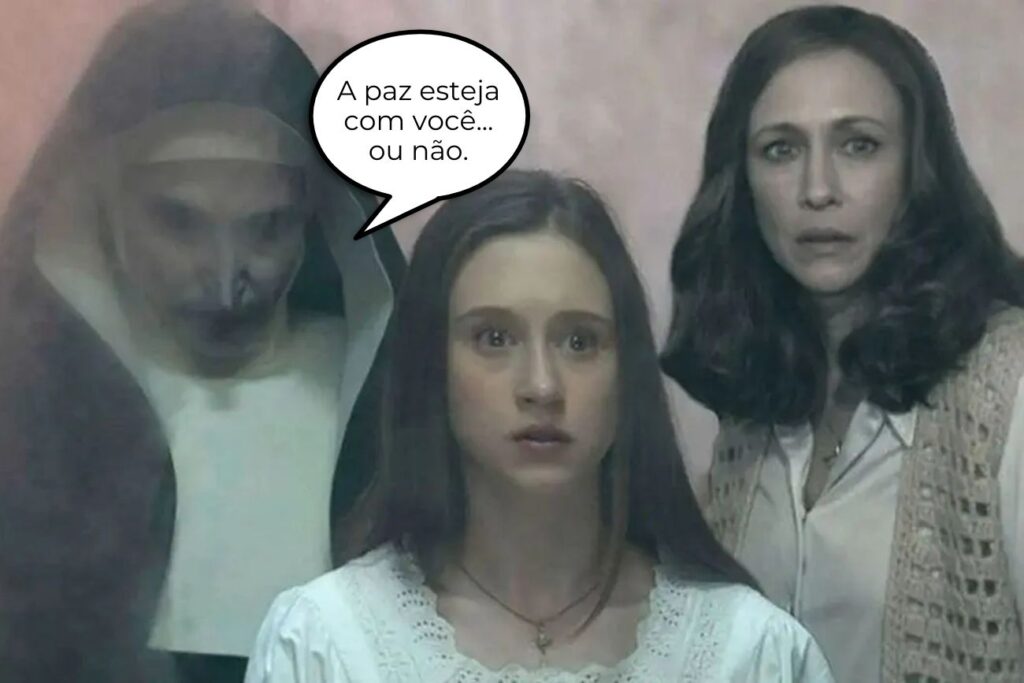 Elenco do filme na cena pós-créditos de A Freira 2