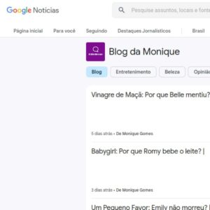 Resultado do Blog da Monique no Google Notícias