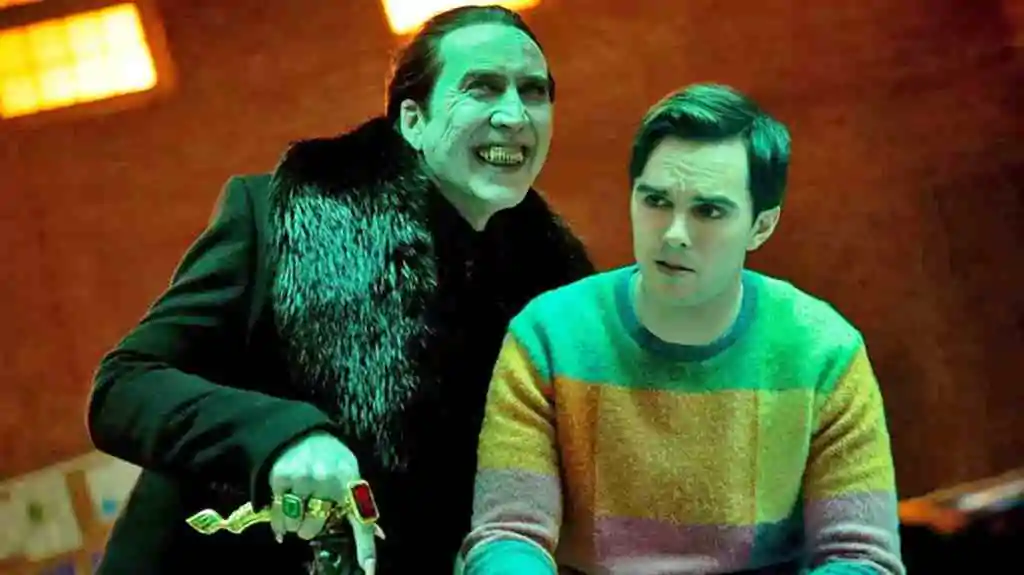 Conde Drácula, personagem de Nicolas Cage, ao lado de Renfield, o secretário.