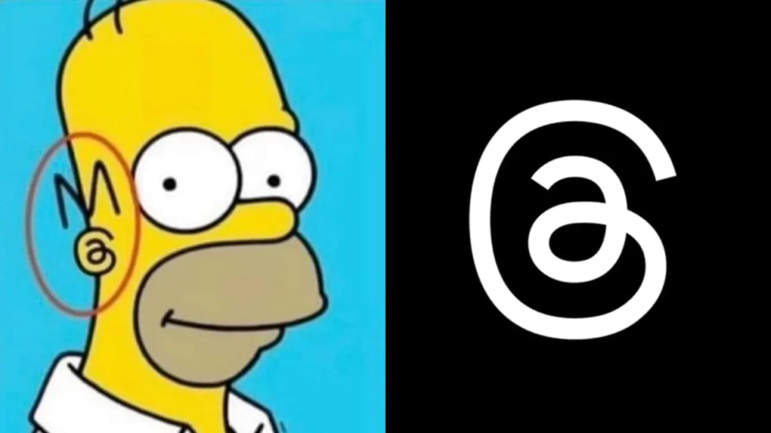 Logotipo do app Threads e semelhança com o desenho da orelha do Homer Simpson.