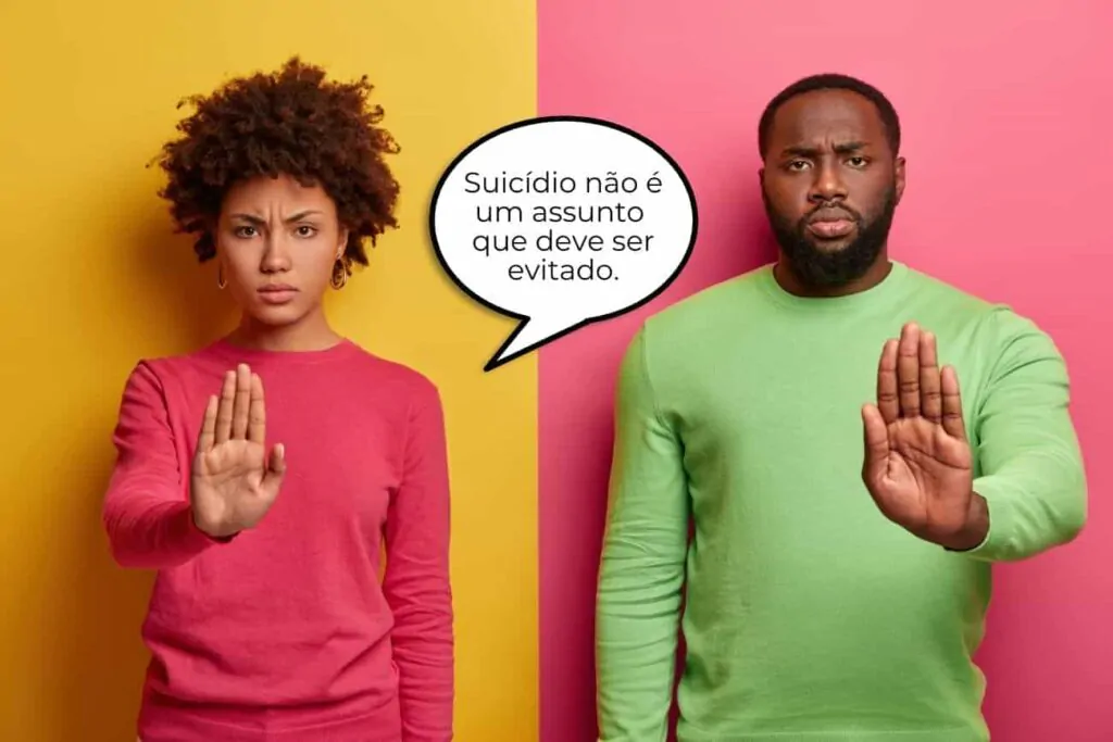 4 mitos sobre suicídio — segundo um psicólogo Mitos do suicídio (foto: homem e mulher fazem sinal negativo e positivo)