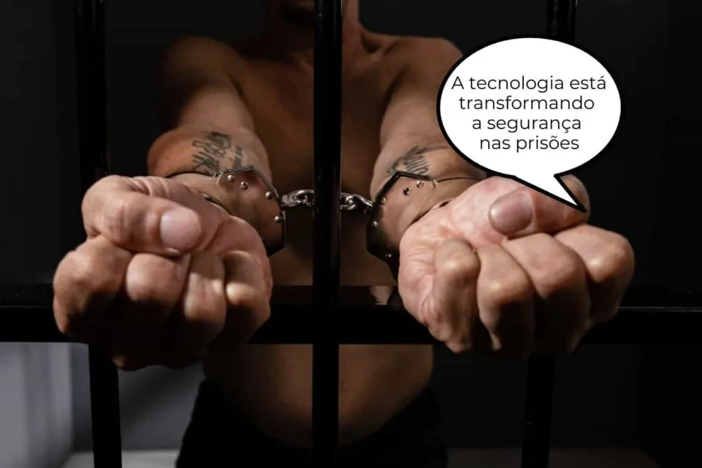 Homem preso e algemado: o papel da tecnologia na segurança dos presídios