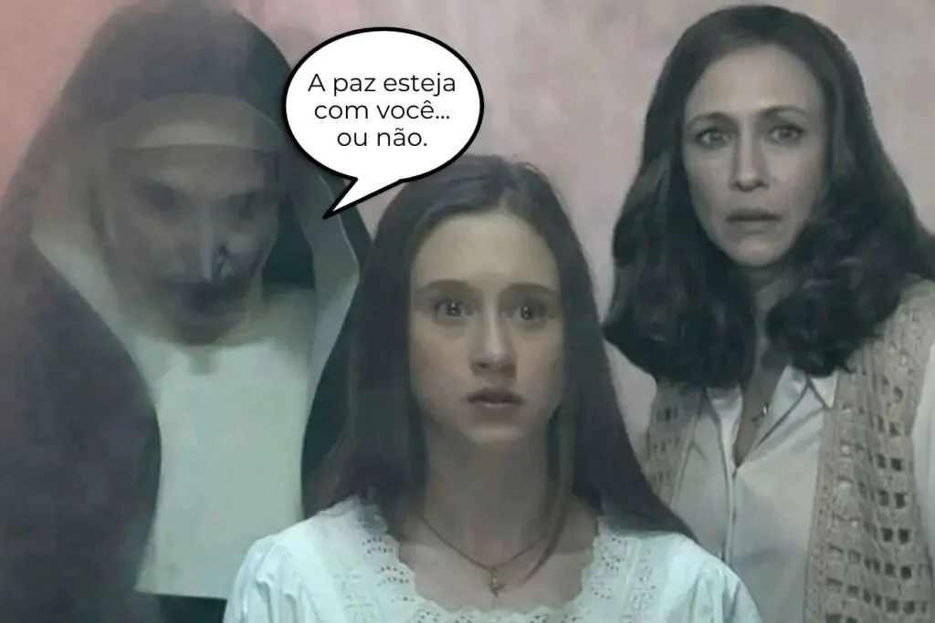 Elenco do filme na cena pós-créditos de A Freira 2
