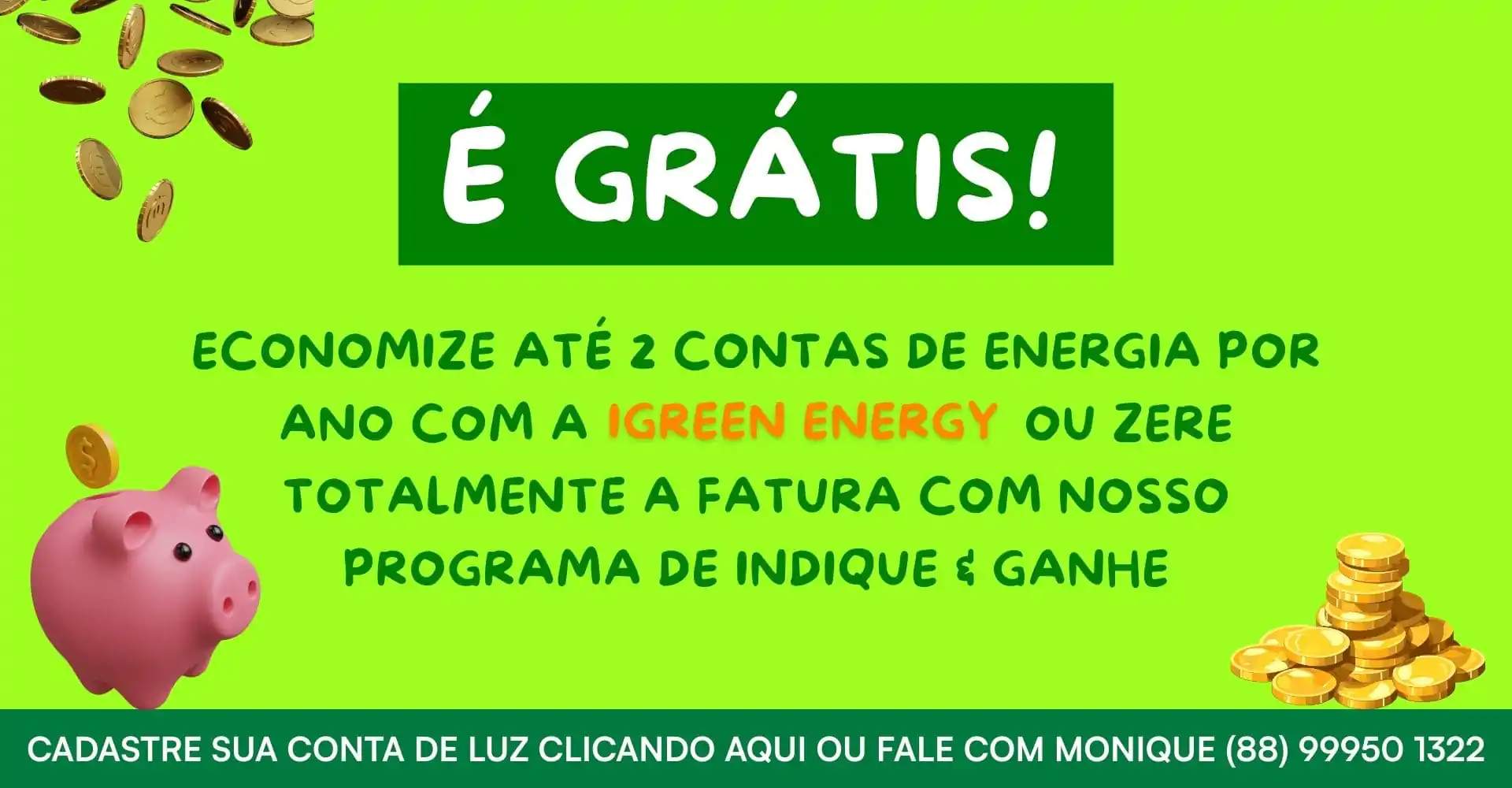 Energia Solar Popular: receba energia sem placas, injetada direto da usina, sem fazer nenhum investimento, sem custo de adesão, sem fidelidade.